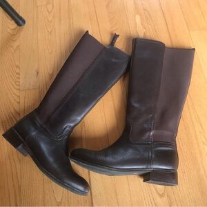 Trotters Lucia or too Boots tall brown boots riding elastic womens size 6.5 6.5M